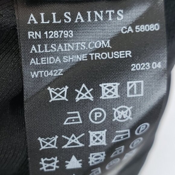 ALLSAINTS Aleida Shine Trouser Pants $269 Black Metallic size 6 Viscose Blend - Picture 7 of 15